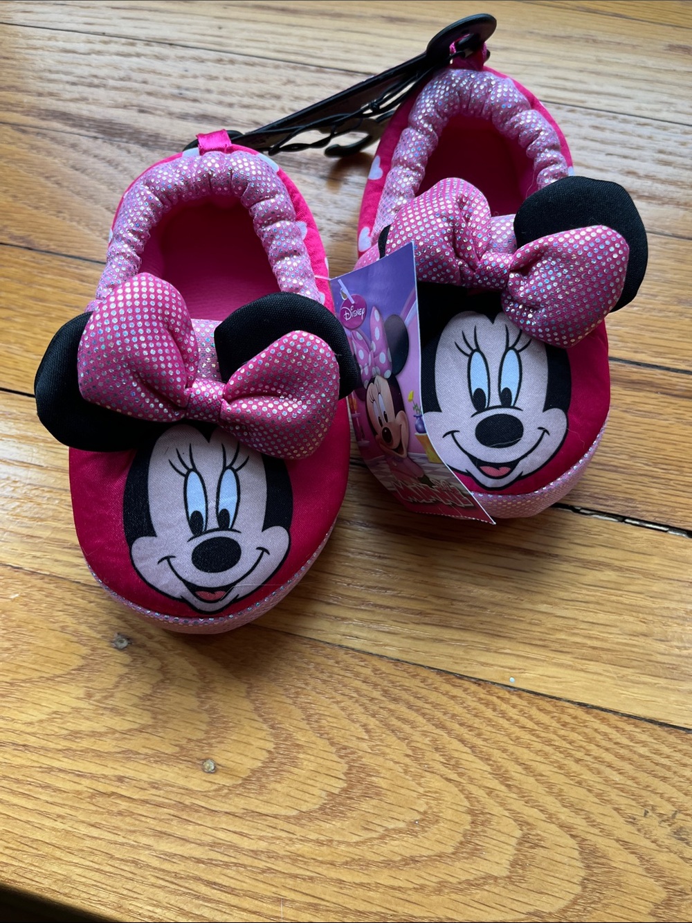 Disney Minnie Mouse Pink and Black Slip-On Kids Slippers